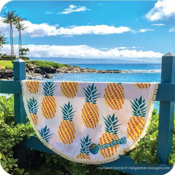 Modèle d&#39;ananas personnalisé vente chaude serviette de plage ronde RBT-185